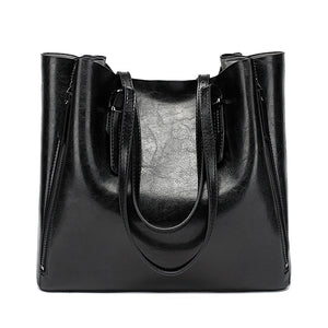 ACELURE Famous Brand Handbag Women PU Leather Shoulder Bag Casual Large Capacity Top-Handle Bucket Bag Simple Style Solid Totes